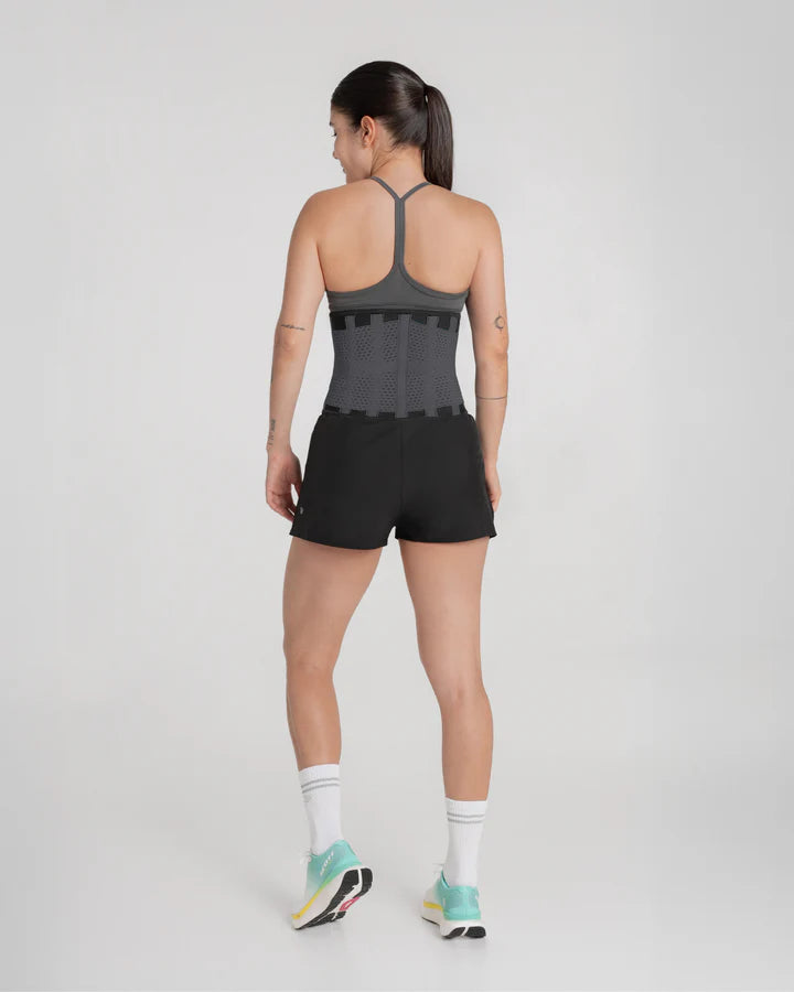 Faja Cinturilla Doble Ajuste Negro Gris Sportfitness